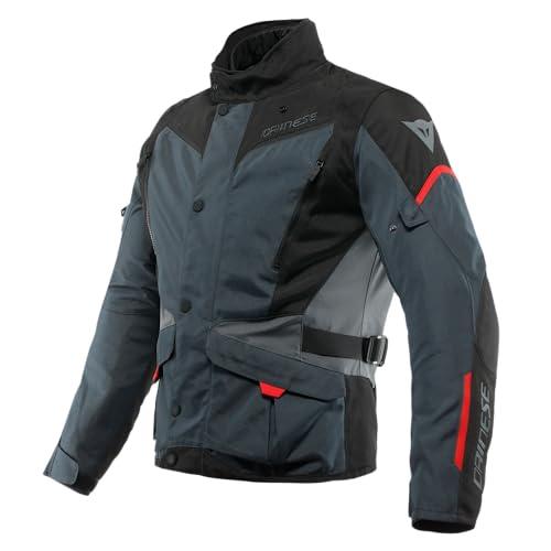 Dainese - Tempest 3 D-Dry, Giacca da Uomo Moto Touring, Giacca Impermeabile, Fodera Termica Rimovibile, Protezioni su Spalle e Gomiti, Ebano/Nero/Rosso Lava, 52