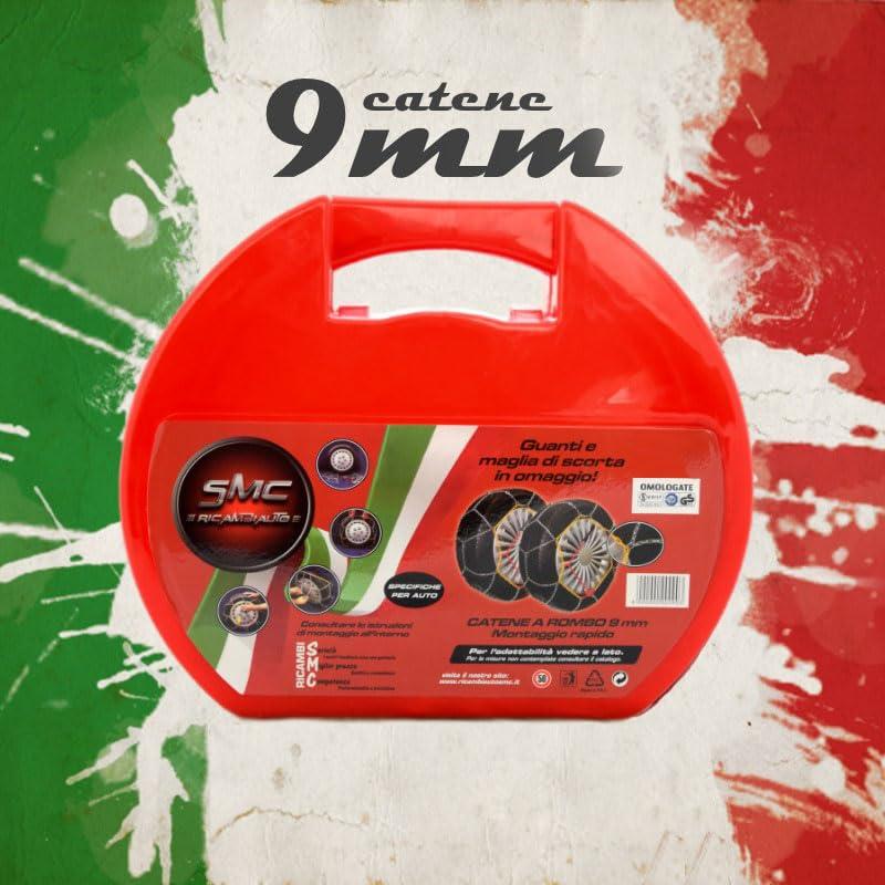 SMC Catene da Neve OMOLOGATE O-Norm TUV 9mm per Pneumatici GOMME 205/55 R 17