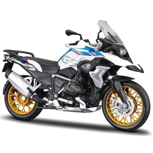 Maisto koenig-tom BMW R1250GS: modello moto in scala 1:12, con sospensioni e cavalletto laterale pieghevole, 17 cm, blu-bianco (5-20100), medio