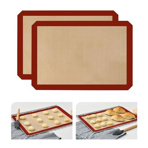 KitchenRaku Set da 2 Tappetini da Forno in Silicone 29,5x42cm, Antiaderente, Tappetino da Forno in Silicone, Pellicola da Forno Riutilizzabile, BPA Free, Rosa