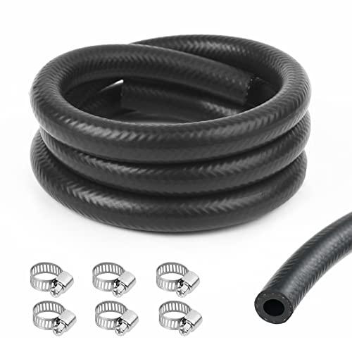 URAQT Kit Tubo Benzina 1 Metri Ø 10mm, Tubazioni e Tubi per Alimentazione Moto, Linea Gas Carburante con 6pcs Fascette Stringitubo, Tubazioni Benzina per Trasporto Benzina, Cherosene, Diesel, Olio
