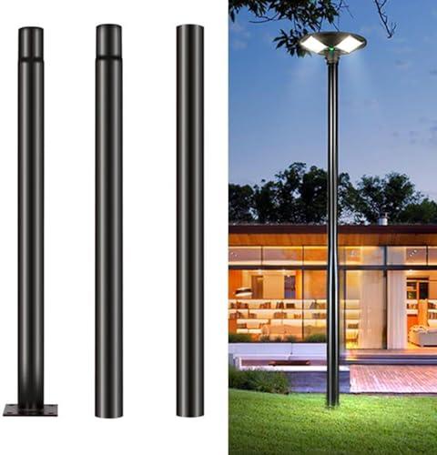 maolo Staffa Palo Supporto Lampione Faro Stradale per Esterno 3 Metri Metallo Nero, per Faro LED Solare, Telecamere