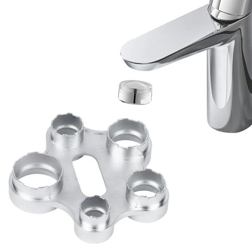 Ainiv Aeratore Chiave di Servizio, 10 in 1 Chiave Aeratore, Chiave per Filtro Rubinetto Acciaio Inossidabile, per Filettatura Esterna M18/M20/M22/M24/M28 e Filettatura Interna 16/M18/M22/M24/M28