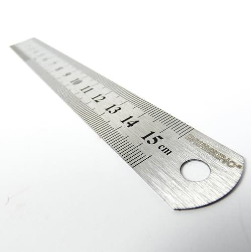 Righello DAUMKINO®, scala metrica/imperiale 15 cm, materiale acciaio inox o alluminio, versatile, utilizzabile negli hobby, a scuola e al lavoro (acciaio inox, 15 cm)