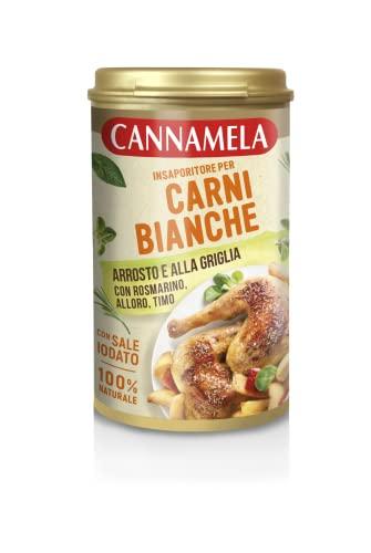 Cannamela, Linea Insaporitori, Insaporitore per Carni Bianche, Confezione da 90 g, con Rosmarino, Alloro, Timo e Sale, 100% Naturale, Ideale per Carni Bianche, dal Gusto Naturale