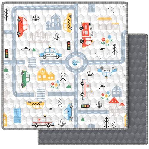 Tappeto Gioco Bambini Pieghevole 127x127 cm Playmat Morbido Tummy Time Antiscivolo e Lavabile – Tappetone Neonato Gattonamento – Tappeti Montessori Attività Cameretta Pavimento Gattonare | VALBABY