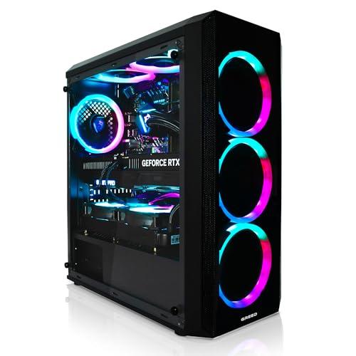 GREED® MK2 Pro - 4K High End Gaming PC – AMD Ryzen 7 5700X + Nvidia Geforce RTX 5070 – computer RGB veloce + desktop 4k con 4,6 GHz – 32GB DDR4 RAM – Raffreddamento ad acqua - 1TB SSD – WLAN + W11 Pro