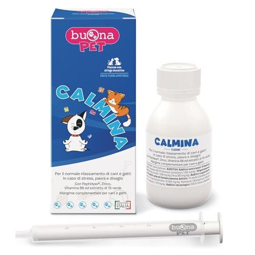 Calmina Buona Pet Mangime Complementare 60g con Siringa, Calmante per Cani e Gatti con Peptidyss®, Zinco, Vitamina B6, Tè Verde e Griffonia, Rilassante per Cani e Gatti, Made in Italy