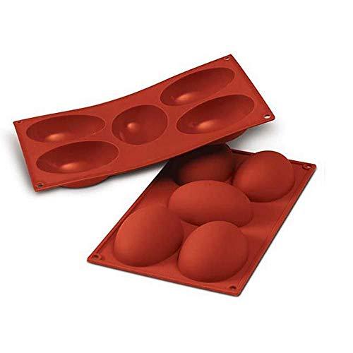 silikomart | SF041 Stampo in Silicone per Monoporzioni MEZZO UOVO, Antiaderente, 5 cavità, Confezione da 1 Stampo per Dolci, 102 x 73 mm, h 36 mm , Made in Italy