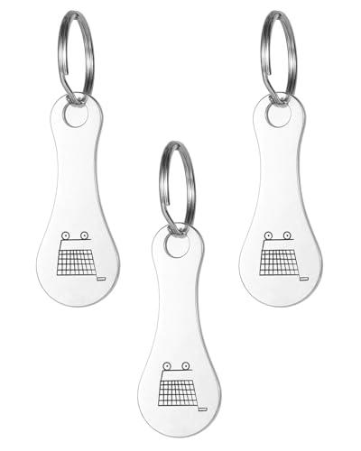 CULEB 3 Pezzi Gettone Carrello Spesa in Acciaio Inox,Portachiavi Staccabile per Carrello Della Spesa del Supermercato con Motivo,Gadget Utile per Sblocca Carrellospesa