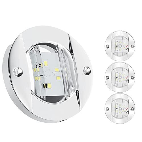Tsudoku Luci Interne per Barche Marine 4 Pezzi, Luce di Cortesia per Ponte Barca un LED 12V 3 Pollici Luce di Ancoraggio un Poppa Rotonda Bianca un 6 LED