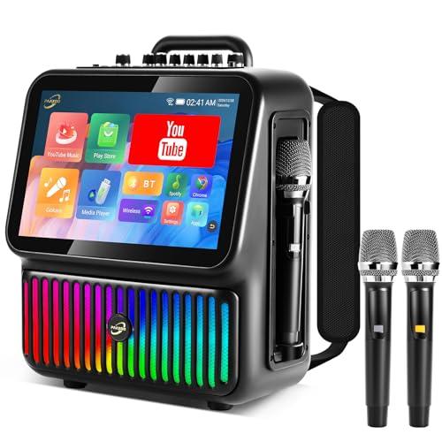 Macchina per karaoke, Bluetooth portatile con 2 microfoni senza fili, luci DJ per feste in casa, sistema audio compatibile