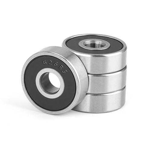 4 Pezzi 626-2RS Cuscinetti a Sfera Sigillati 6x19x6mm, Doppia Guarnizione in Gomma, Acciaio Cromato, Pre-Lubrificati, Gola Profonda in Miniatura per Skateboard, Scooter, Pattini in Linea