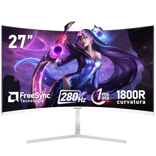 Gawfolk 27 pollici 280Hz curvo monitor per computer da gioco, 1800R，FHD 1080P, 98% sRGB, 1ms，FreeSync，178 ° grandangolo,HDMI、DisplayPort，Compatibile con il montaggio a parete 100 * 100mm - bianco