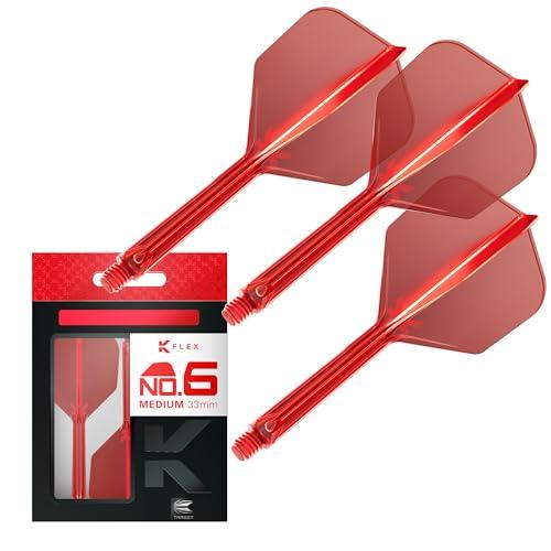 Target Darts K Flex Alette e Aste per Freccette Integrate, No.6 Rosso (Medio) | Confezione da 3 K-Flex - No.6, Kflex Aletta e Asta per Freccette Stampate in Un Unico Pezzo