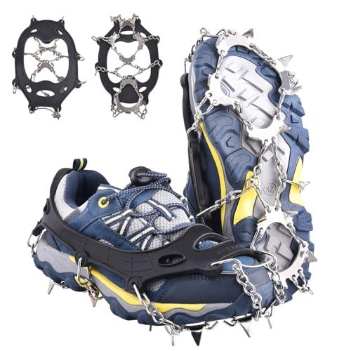 Azarxis Ramponi per Scarponi Ramponcini Bambino Uomo Donna Ramponcini da Neve Ramponi da Ghiaccio per Trekking Camp Pesca (#01 Nero (Bambino) - 13 Denti, 32-37)