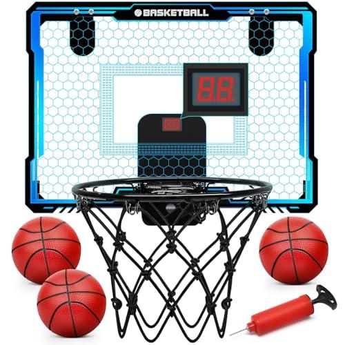 Yimore Canestro Basket da Camera, Mini Canestro Basket per Bambini Giocattoli Sportivi con Punteggio Automatico e 7 Colori LED