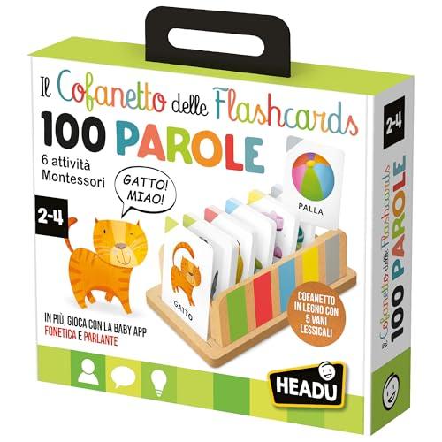 HEADU - Il Cofanetto delle Flashcards 100 parole - La Più Ricca Raccolta di Flashcards Per Imparare le Prime Parole | Con App Interattiva, Gioco Educativo 2 3 4 Anni, Idea Regalo, Made in Italy