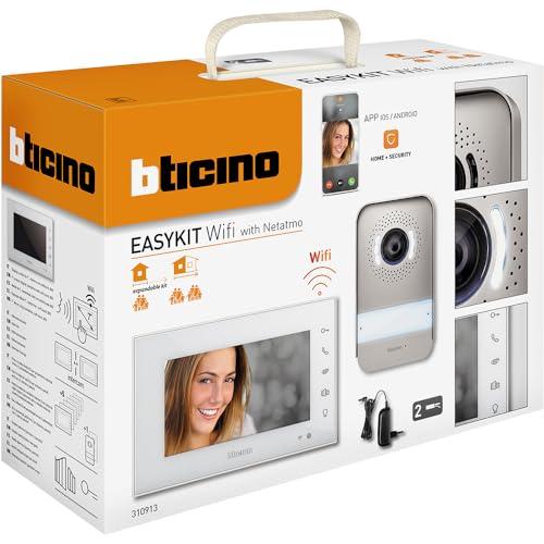 Bticino 310913 EASYKIT WIFI VIDEOCITOFONO MONOFAMILIARE Plug-In 2 Fili con 1 Pulsantiera Esterna, Campanello, Telecamera, 1 Monitor Interno 7 pollici a Colori con Vivavoce, Espandibile per Bifamiliare