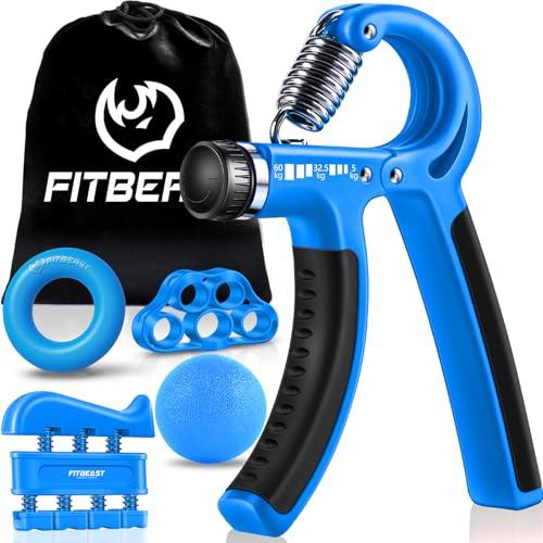 FitBeast Hand Grip Molla Avambraccio Gripper - Pacco da 5, Pinza per Avambracci Attrezzi, Attrezzo per Esercitare Le Dita, Finger Stretcher, Anello per Esercizi & Palla Antistress per Atleti