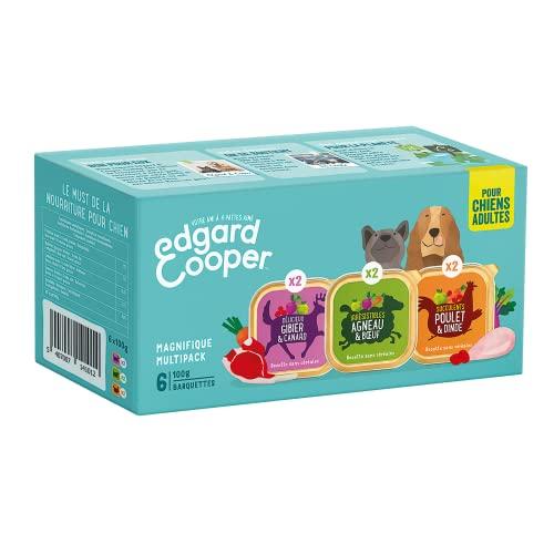 Edgard & Cooper Multipack - Scatola per patate per cani, adulti, senza cereali, cibo naturale, 6 x 100 g, pollo agnello selvaggina, mangime sano, gustoso ed equilibrato, proteine di qualità