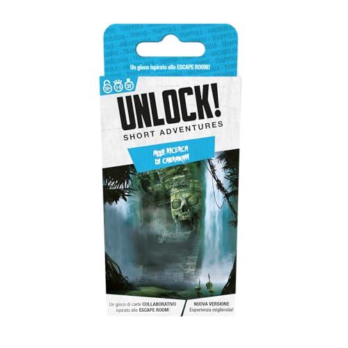 Asmodee - Unlock! Short Adventures, Alla Ricerca di Cabrakan - Gioco da Tavolo con App, Escape Room, 1-6 Giocatori, 10+ Anni, Edizione in Italiano