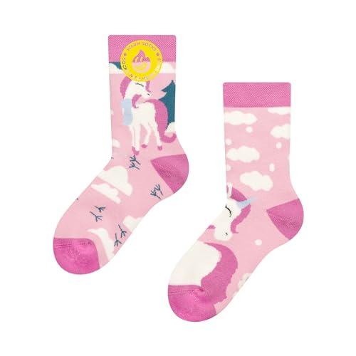 Dedoles Calzini Unisex Donna Uomo & Bambini Calze Cotone con tanti Design divertenti sinistra destra diversi, colore: Rosa, disegno: Unicorno con sciarpa (caldi), taglia: 27-30