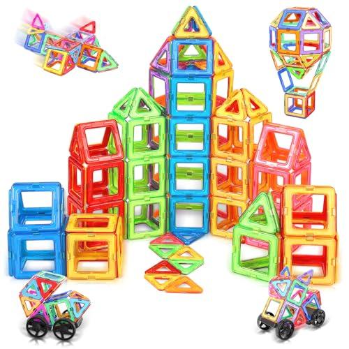 COOLJOYA Costruzioni Magnetiche 50 Pezzi, Costruzioni per Bambini 3 Anni Magneti Bambini, Costruzioni Magnetiche per Bambini, Giochi per Bambini Giochi Montessori, Giochi Bambini 2 3 4 5 6 7 8 Anni
