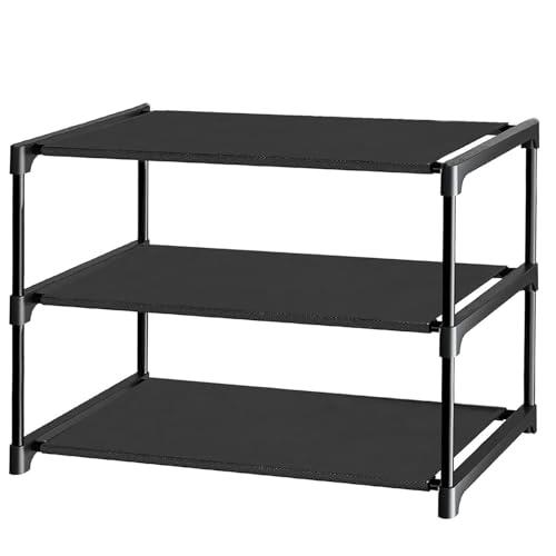 DXHGHYGL Scarpiera,3 Ripiani Scarpiera Salvaspazio,Scarpiera ingresso,Scarpiera Armadio in Metallo con Foglio Impermeabile Antipolvere per Soggiorno, Corridoio, Camera da Letto (Nero)