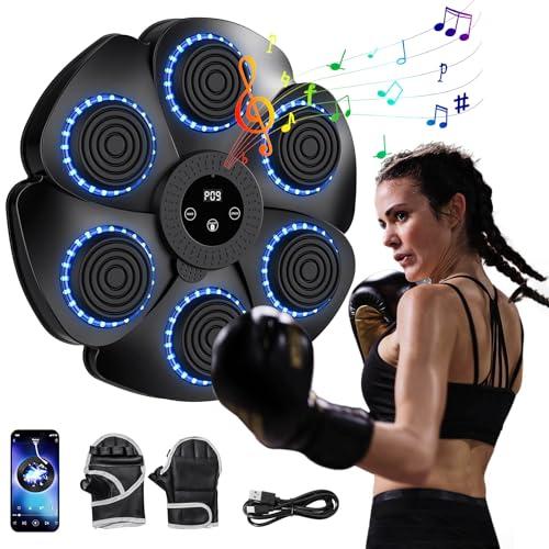 buusace 2025 9 Velocità Intelligente Macchina Di Boxe Musica Bluetooth, Music Boxing Machine, Boxing Training A Parete per Allenamento, per Bambini Adulti (A-Nero (con Guanti))