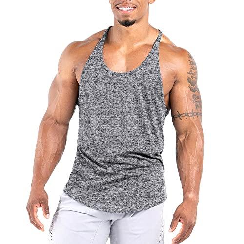 Agilelin Canottiera Uomo Palestra Allenamento Canotta Bodybuilding da Ginnastica ad Asciugatura Rapida(Grigio/XXL)