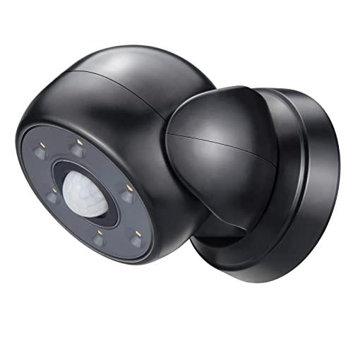 HONWELL 200lm Senza Fili Faro a Batteria Esterno, Faretto Led da Esterno con Sensore di Movimento,Impermeabile a Luce LED Faretto di Sicurezza per Giardino,Corridoio, Patio -Nero（1Pezzi