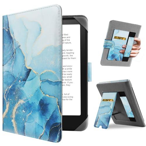 HoYiXi Custodia Universale for 6.8'' / 7“ Kindle Paperwhite 2024-2012 Compatibile Kobo Clara HD/Kobo Clara 2E /PocketBook/Tolino/Sony eReader Cover Case Bracket standing function,Dali Blue