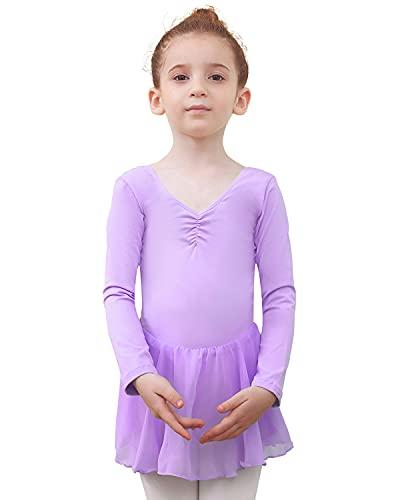 Tancefair Ragazza Vestito da Balletto Body Danza Tutu da Balletto Leotard Vestito Ginnastica Manica/Lunga Corta Ballet Outfit con Chiffon Gonna