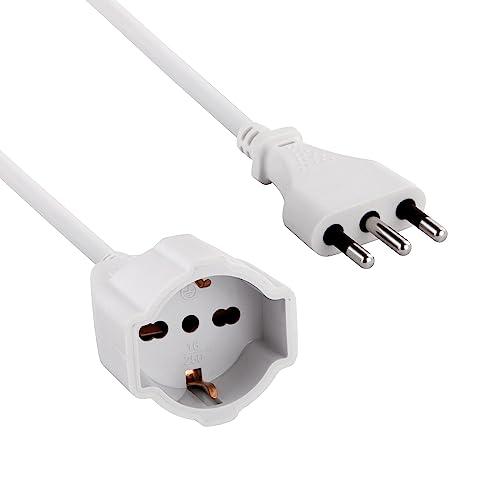 Velamp Prolunga elettrica da 5mt - Presa polivalente (Schuko + 10/16A) - Spina Grande 16A – Cavo elettrico multipolare 3G Sezione 1,5 mm² - Colore bianco