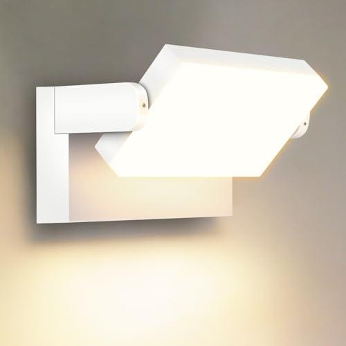 Kingwen Bianco 40W Applique da Parete LED Esterno Interno IP65 Impermeabile, Lampade da Parete Rotazione a 360° ，3000K Bianco Caldo Applique Esterno Moderno in Alluminio