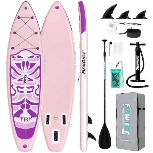 FunWater Tavola da paddle gonfiabile multifunzione con pinne, guinzaglio osseo, pompa SUP, pagaia, zaino sup, per adulti e tutti i livelli di abilità (10'6 