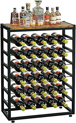 Dripex Portabottiglie da 30 bottiglie con Piano da Tavolo, Portabottiglie in metallo, vintage, Scaffale per Bottiglie Autoportanti per Cucina, Bar, Sala da Pranzo, 59 x 30 x 88 cm