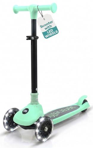 SereneLife Monopattino Bambino Pieghevole, Monopattino Bambina a 3 Ruote con Luci LED, Manubrio Regolabile e Freno, Monopattino a 3 Ruote, Scooter per Bambini e Bambine dai 3 Anni fino a 50 kg