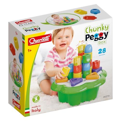 Quercetti, Chunky Peggy Box, Gioco di Chiodoni, mosaici per bambini -prima infanzia - bottoni maneggevoli e resistenti - 100% Made in Italy - 0270
