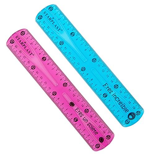 REGOLA FLESSIBILE 20 CM STARPLAST - 4 colori, numerazione resistente - Confezione da 2 assortiti