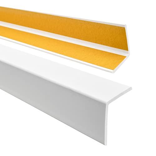 Profilo angolare QUEST 27x27mm, Listello di protezione in plastica flessibile - Striscia autoadesiva - Riparo dei profili angolari e bordi, facile da installare, Bianco, 150cm