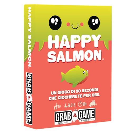 Asmodee - Happy Salmon Grab & Game (Versione Tascabile), Gioco da Tavolo, dai Creatori di Exploding Kittens, 6+ Anni, 3-8 Giocatori, Edizione in Italiano