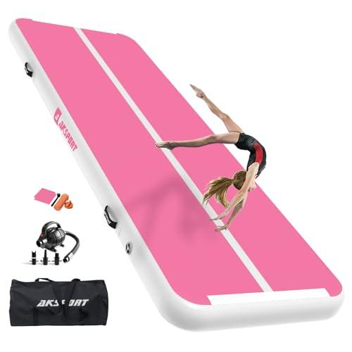 AKSPORT Tappeto Gonfiabile per Ginnastica da 3/4/5/6 metri Air Track Ginnastica Artistica 10/20 cm con Pompa Elettrica per Casa, Campeggio, Palestra,Formazione,Cheerleading