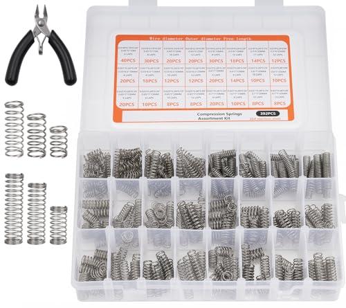 Set di 392 molle a pressione, 24 misure, molle a pressione con taglierina laterale, piccole, in metallo, per utensili fai da te, casa, riparazioni automobilistiche, utensili manuali, in assortimento