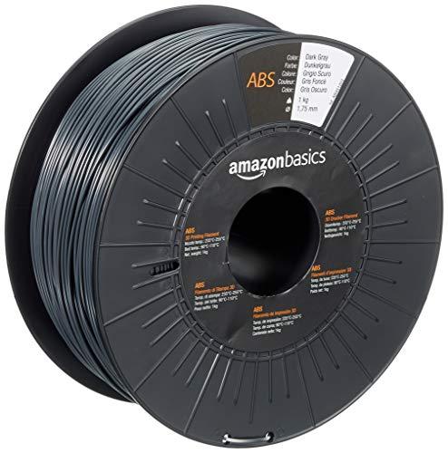 Amazon Basics Filamento per stampanti 3D, in ABS, 1.75 mm, grigio scuro, 1 kg per bobina
