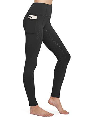 FitsT4 Pantaloni da Equitazione Invernali da Donna, Foderati in Pile, con Impugnatura in Silicone, con Tasche