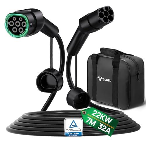 GONEO Tipo 2 Cavo di Ricarica 22kW 7M 32A Cavo di Ricarica Auto Elettrica Tipo 2 3 Fasi per E Auto EV/PHEV Tipo 2 a Tipo 2 Mode 3 Cavo di Ricarica per Modello S/3/X/Y e-Golf ID.3 i3/i8