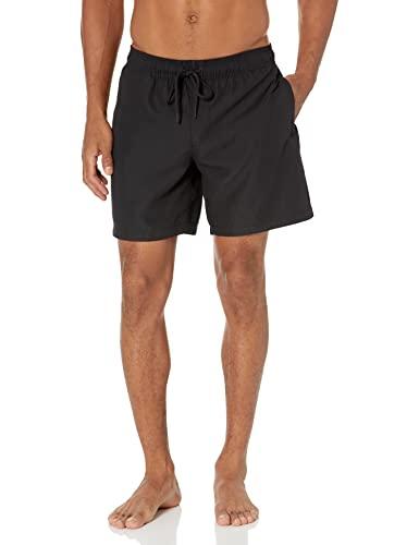 Amazon Essentials Shorts da Bagno da 18cm con Fodera Interna in Rete, Tasche, Chiusura con Coulisse Uomo, Nero, L
