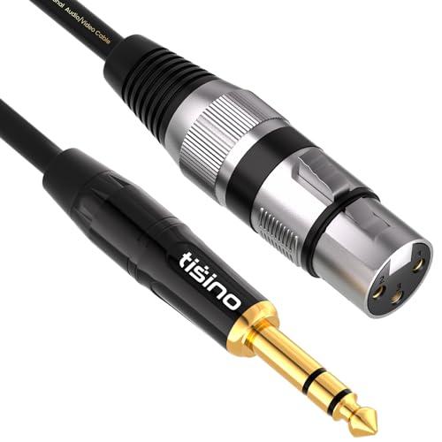 Tisino Cavo microfono XLR femmina a TRS da 6,35 mm, jack stereo da 6,35 mm a XLR femmina a 3 pin femmina, cavo bilanciato per microfono, per altoparlanti, 1 m
